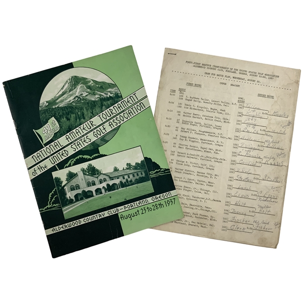 1937 US Amateur Championship at Alderwood CC Program & Match Play Sheets - Johnny Goodman Win