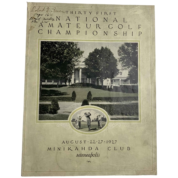 1927 US Amateur Championship at Minikahda Club Official Program - Bobby Jones Win