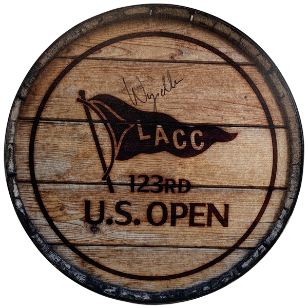 Wyndham Clark Signed 2023 US Open at Los Angeles Country Club Barrel Head Style Wooden Sign JSA ALOA