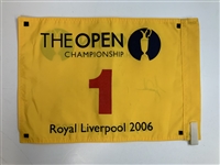 Tiger Woods Signed 2006 Open Championship at Royal Liverpool Tournament Flown Used Hole 1 Flag JSA #YY48961