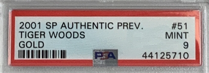 2001 Upper Deck SP Authentic Preview Gold Tiger Woods Serial Numbered 161/250 Rookie Card PSA 9 Mint