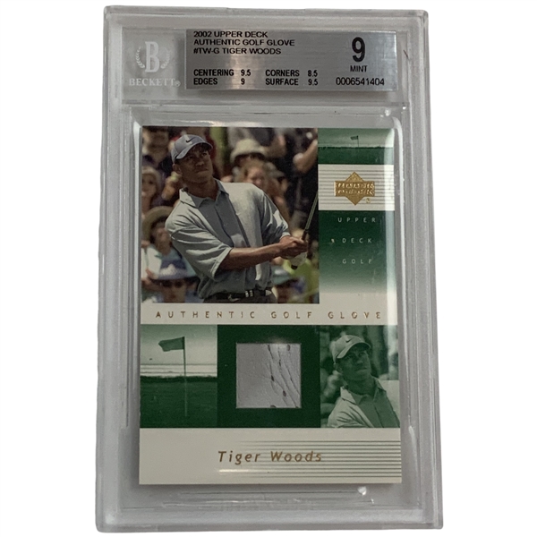 2002 Upper Deck Authentic Golf Glove Tiger Woods Memorabilia Card TW-G BGS 9 Mint