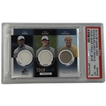 2014 SP Game Used Tour Gear Trios Blue Tiger Woods, Rory McIlroy (RC) & Jack Nicklaus Ltd SSP #09/10 Card PSA 8
