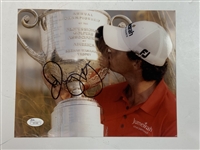 Rory McIlroy Signed Photograph Kissing the Wanamaker Trophy 2012 PGA Championship JSA #I51102