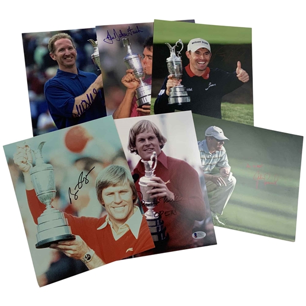 Lot of 6 Signed Professional Golf Photographs Featuring Open Championship Winners Beckett, JSA & JSA ALOA