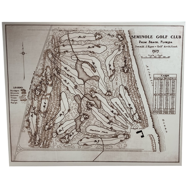 Seminole Golf Club 1929 Course Map Stretched Canvas Print after Donald J. Ross