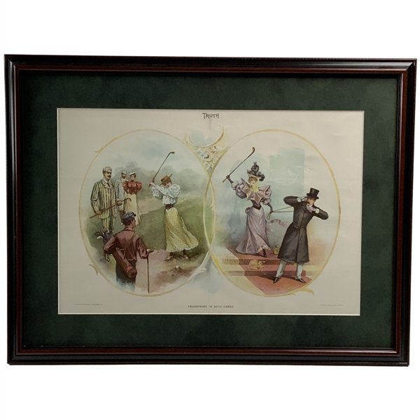1894 Truth Company Color Lithograph Triumphant in Both Games by Irwin Moorhead