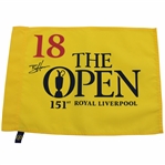Brian Harman Signed 2023 The Open Championship at Royal Liverpool Yellow Screen Flag JSA ALOA