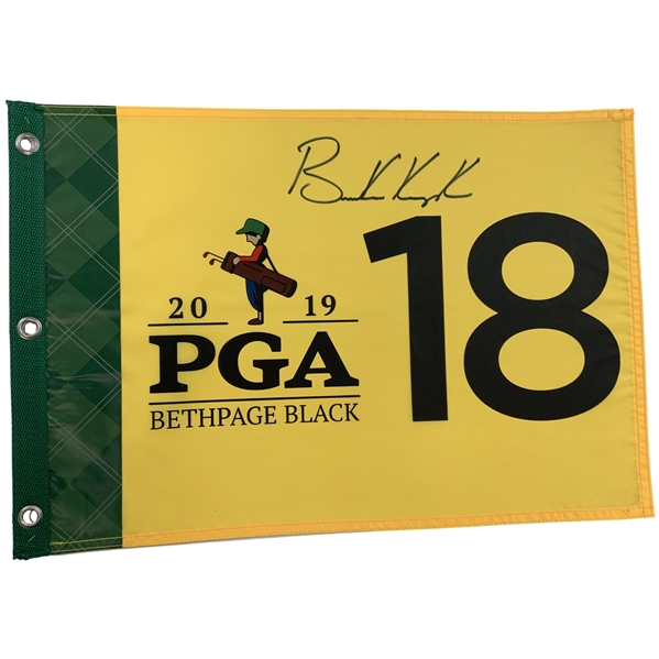 Brooks Koepka Signed 2019 PGA Championship Bethpage Black Flag JSA ALOA