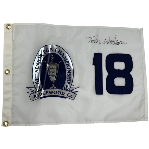 Tom Watson Signed 2001 Senior PGA Championship Golf Flag Ridgewood CC JSA ALOA