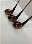 Three Palmer Peerless Chattanooga P33 Persimmon Wood Golf Clubs