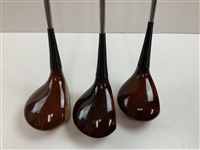 Three Palmer Peerless Chattanooga P33 Persimmon Wood Golf Clubs