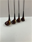 Set of Four Palmer Peerless Chattanooga Densitized Persimmon Wood Golf Clubs