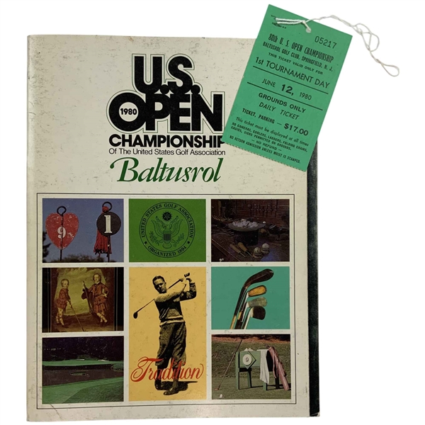 1980 U.S. Open Championship at Baltusrol Program & Ticket - Nicklaus Win