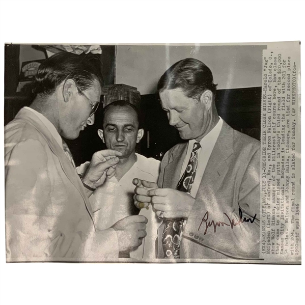 Byron Nelson Signed 1946 Kansas City Invitational Original Associated Press Wirephoto JSA ALOA