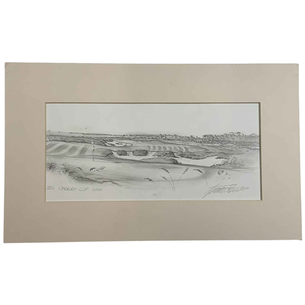 Original Artist Graeme Baxter 2001 UBS Warburg Cup The Ocean Club 16th Hole Pencil Drawing