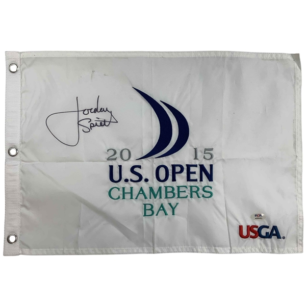 Jordan Spieth Signed 2015 U.S. Open Chambers Bay Pin Flag - Full Name Sig PSA DNA