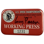  Corey Pavin Signed 1995 U.S. Open Championship at Shinnecock Hills Working Press Credential Badge JSA ALOA