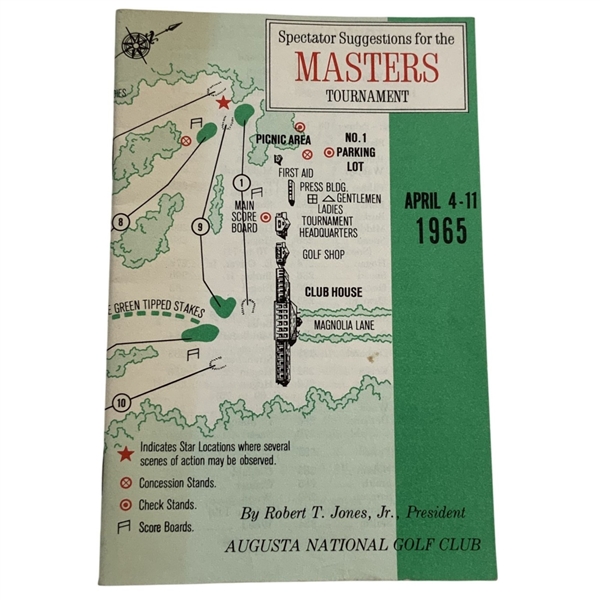 1965 Masters Tournament Spectator Guide - Jack Nicklaus Winner