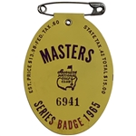 1965 Masters Tournament SERIES Badge #6941 - Jack Nicklaus Winner