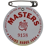 1964 Masters Tournament SERIES Badge #9158 - Arnold Palmer Winner