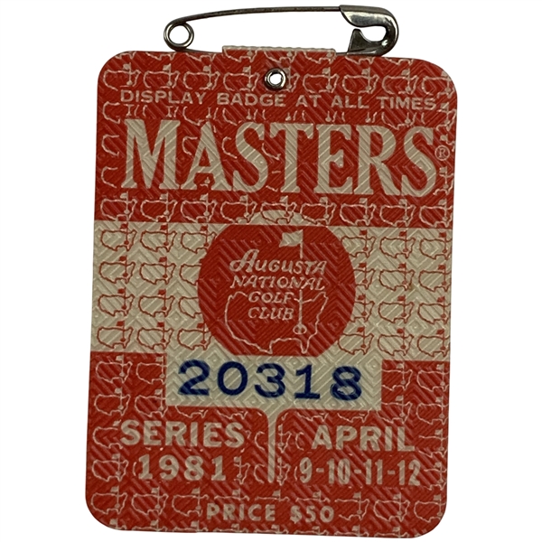1981 Masters Tournament SERIES Badge #20318 - Tom Watson 2nd Masters Win