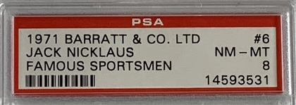 1971 Barratt & Co Ltd Jack Nicklaus Famous Sportsmen Rookie Card PSA 8 NM-MT
