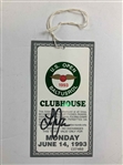 A Collection of Four Lee Janzen Signed 1993 U.S. Open Clubhouse Admission Badges and Ticket Envelope JSA ALOA