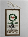 A Collection of Four Lee Janzen Signed 1993 U.S. Open Clubhouse Admission Badges and Ticket Envelope JSA ALOA