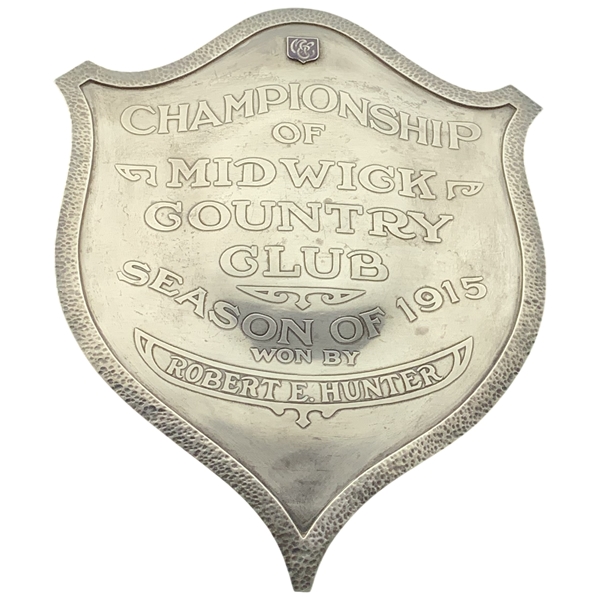 1915 Midwick CC Championship Shield Trophy Awarded to Robert E. Hunter - 1904 Olympic Gold Medalist