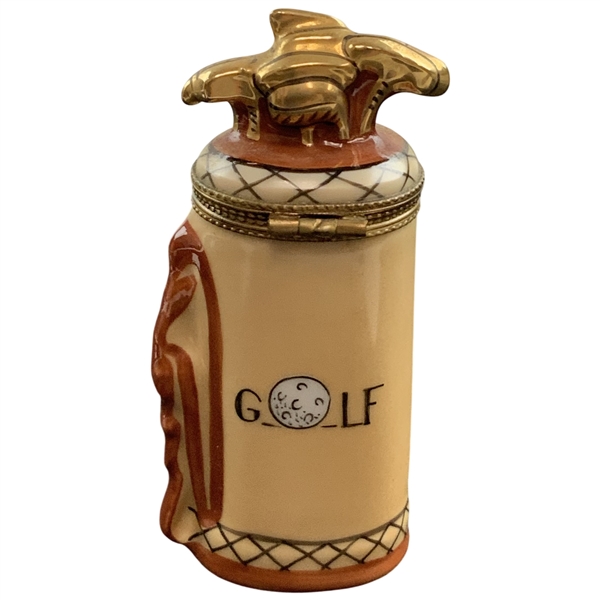 A.L. Limoges France Hand-Painted Porcelain Golf Bag Trinket Box