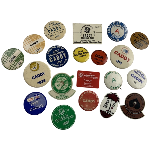 Collection of 20 Vintage Golf Tournament Caddy and Spectator Badges 1950s-1970s