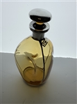 Stunning Amber Glass Pinch-Form Scotch Decanter with Silver Golfing Overlay