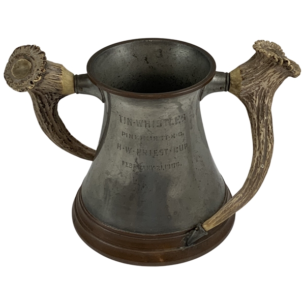1906 Pinehurst Tin Whistles Stag Horn Trophy - Impressive