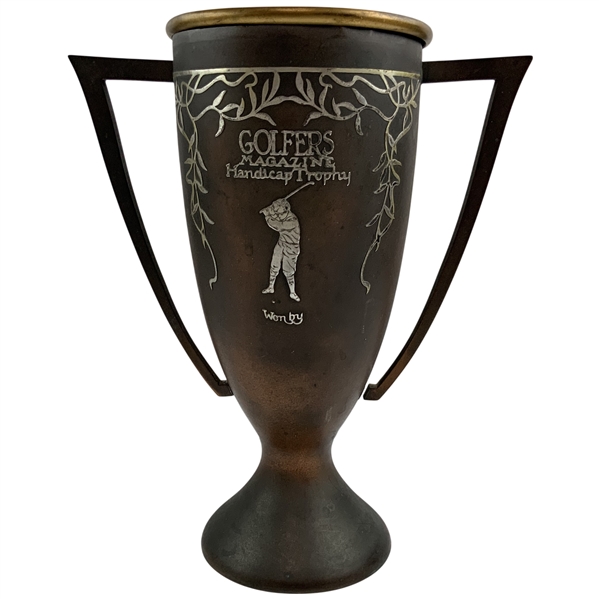 1910’s Golfer’s Magazine Sterling on Bronze Dual Handled Trophy by Heintz Metal Art Shop
