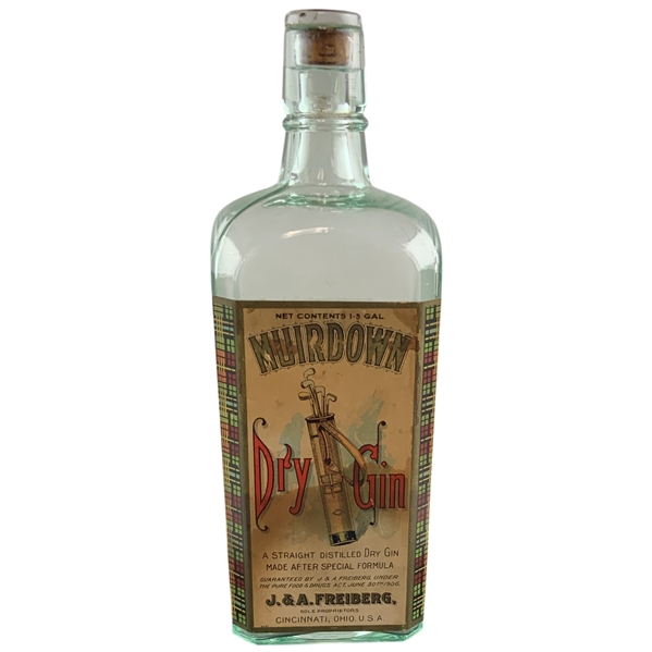 Early 1900’s Dry Gin Bottle with a Marvelous Golf Graphic Label