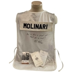 Champion Edoardo Molinari Signed Tournament Used 2005 US Amateur at Merion Caddie Bib w/ Badge & Yardage Guide From Caddie JSA ALOA