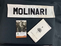 Champion Edoardo Molinari Signed Tournament Used 2005 US Amateur at Merion Caddie Bib w/ Badge & Yardage Guide From Caddie JSA ALOA