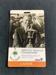Champion Edoardo Molinari Signed Tournament Used 2005 US Amateur at Merion Caddie Bib w/ Badge & Yardage Guide From Caddie JSA ALOA