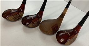 A Set of Four Vintage MacGregor Tourney Tommy Armour Signature Persimmon Wood Golf Clubs
