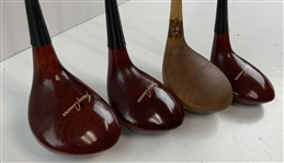 A Set of Four Vintage MacGregor Tourney Tommy Armour Signature Persimmon Wood Golf Clubs