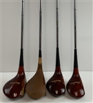 A Set of Four Vintage MacGregor Tourney Tommy Armour Signature Persimmon Wood Golf Clubs
