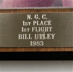 Arnold Palmer Signed Inscribed Photograph on 1983 Commemorative Golf Trophy Plaque JSA ALOA