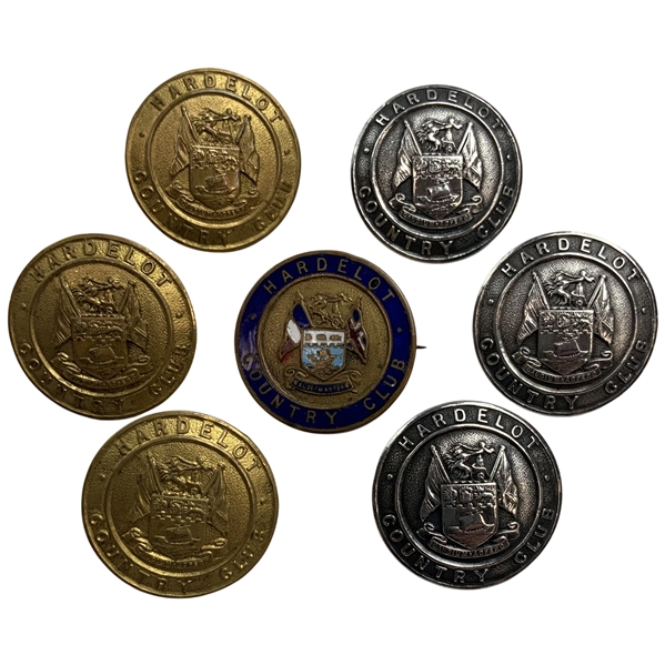 Hardelot Country Club Sterling Silver and Gilt Blazer Buttons & Enamel Badge by Vaughton & Sons