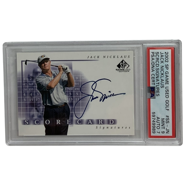 Jack Nicklaus Signed 2002 Upper Deck SP Game Used Scorecard Signatures Card PSA 9 Auto 7 - Just 66 Made!