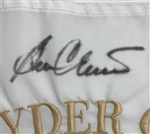 Tiger Woods & 8 US Team Members Signed 1999 Ryder Cup 'Battle at Brookline' Flag at The Country Club JSA ALOA