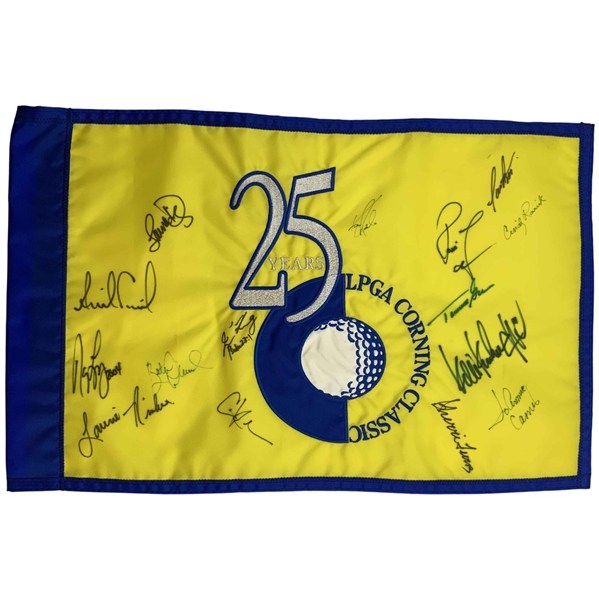 Annika, Lopez & 13 Others Signed LPGA Corning Classic 25th Anniversary Golf Pin Flag JSA ALOA