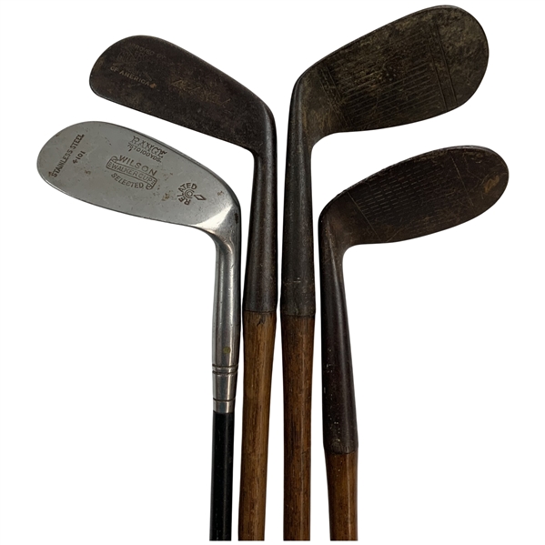 An Assortment of Antique Hickory and Transitional Steel Shafted Golf Irons Including J.H. Taylor and Spalding