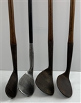An Assortment of Antique Hickory and Transitional Steel Shafted Golf Irons Including J.H. Taylor and Spalding