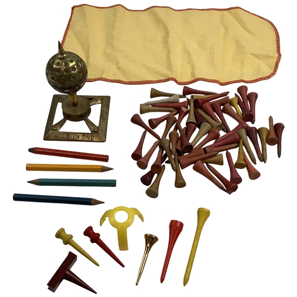 Walter Hagens Golf Ball Paperweight, Golf Pencils & Tees from Estate